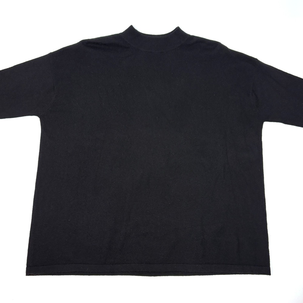 J Jill 100% Cashmere Sweater Womens O/S Black Mock Turtleneck Oversized Lagenlk - Picture 2 of 10